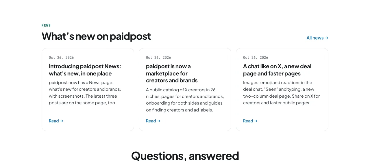 The latest news on the home page