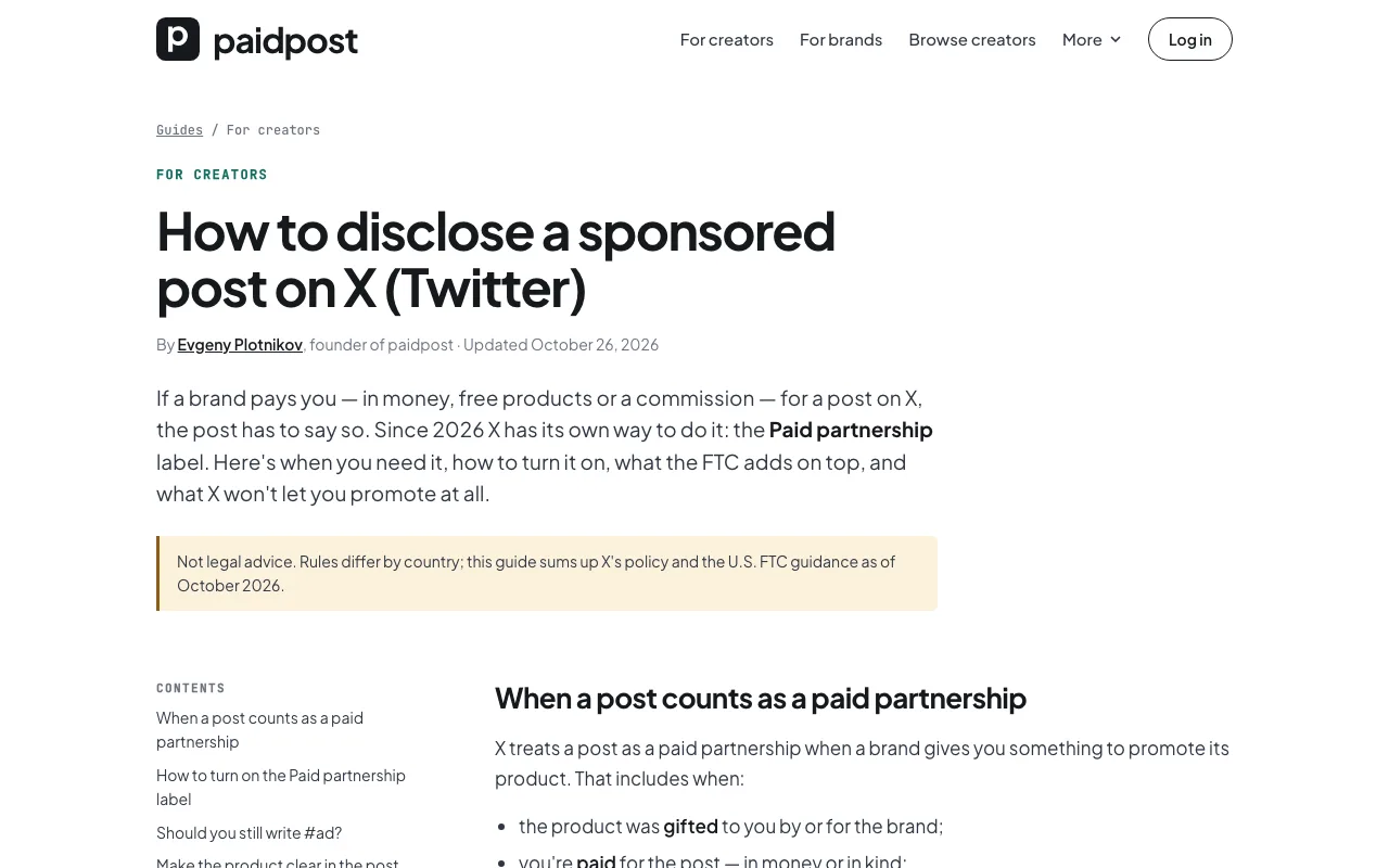 The guide on the Paid partnership label